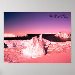 Affiche Coucher de soleil rose vif dans les glaciers photo