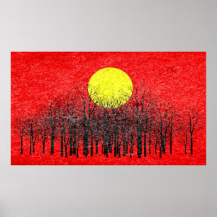 Affiche Coucher de soleil rouge peinture Abstraite #3