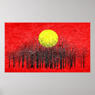 Affiche Coucher de soleil rouge peinture Abstraite #3