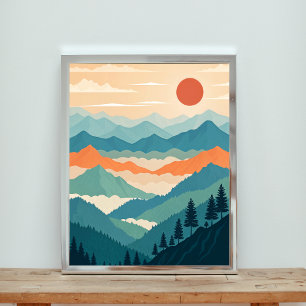 Affiche Coucher de soleil Serene Mountain Vista