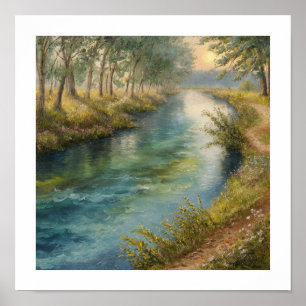 Affiche Coucher de soleil Serene Riverbank