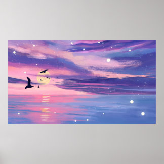 Affiche Coucher de soleil Sky Ocean Sea Paysage naturel