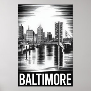 Affiche Coucher de soleil sur Baltimore Maryland Gravure s