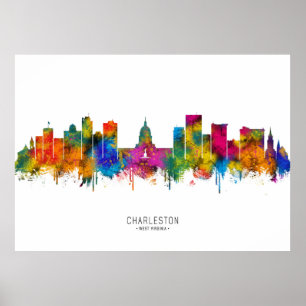 Affiche Coucher de soleil sur Charleston Virginie Occident