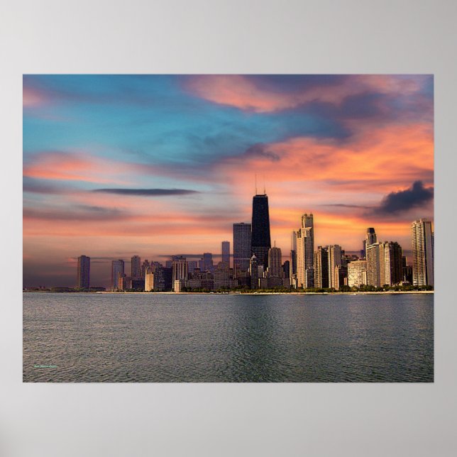 Affiche Coucher de soleil sur Chicago (Devant)