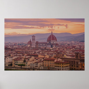 Affiche Coucher de soleil sur Florence, Italie