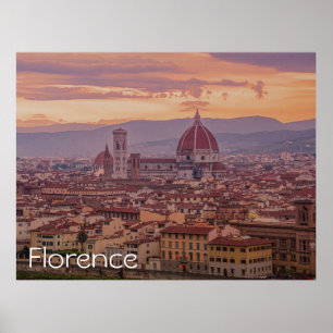 Affiche Coucher de soleil sur Florence, Italie