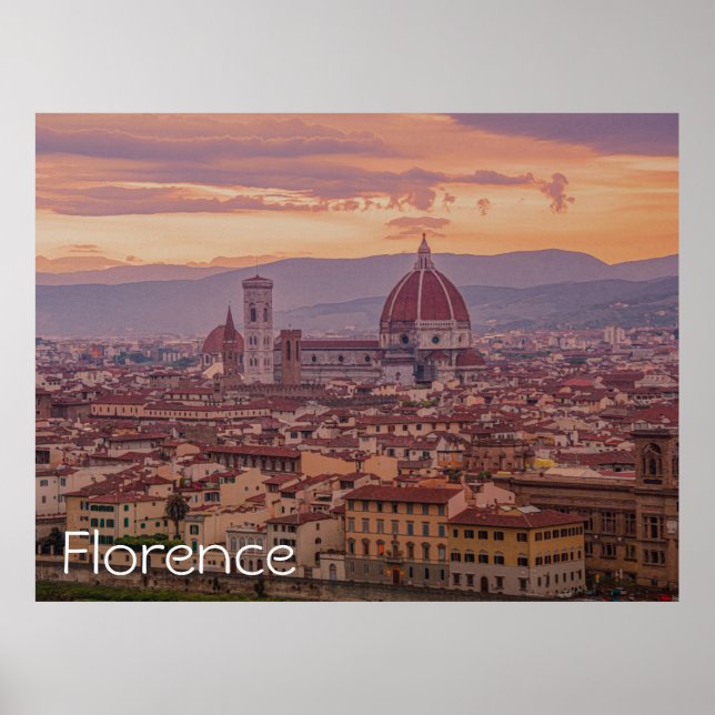Affiche Coucher de soleil sur Florence, Italie (Devant)