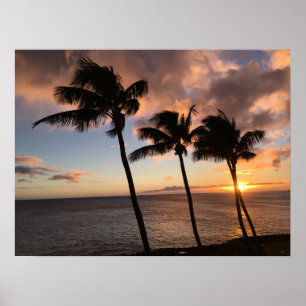 Affiche Coucher de soleil sur Kauai, Hawaii