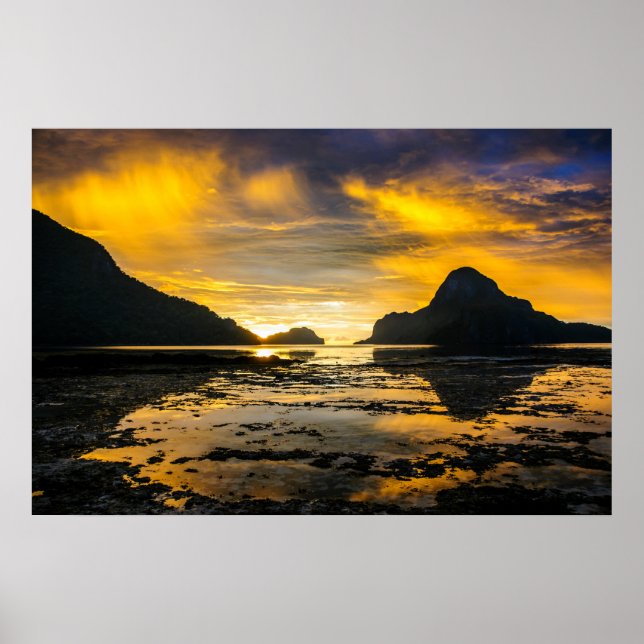 Affiche Coucher de soleil sur la baie d'El Nido (Devant)