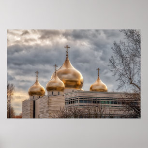 Affiche Coucher de soleil sur la cathédrale orthodoxe russ