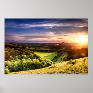 Affiche Coucher de soleil sur la colline de Winchester à t