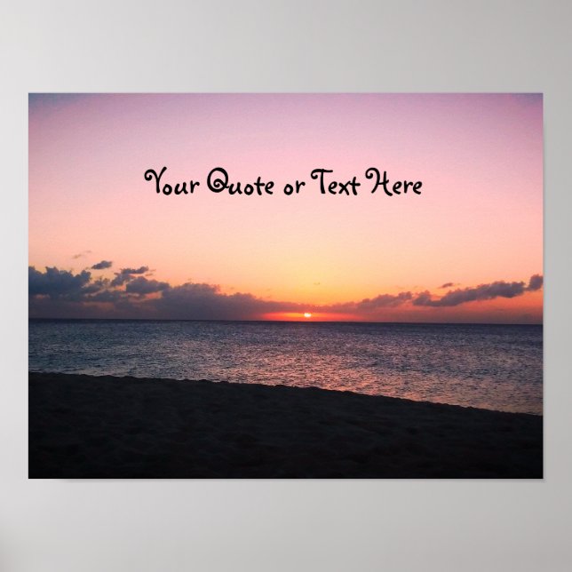 Affiche Coucher de soleil sur la plage foncée (Devant)