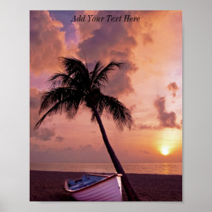 Affiche Coucher de soleil sur la plage foncée personnalisé
