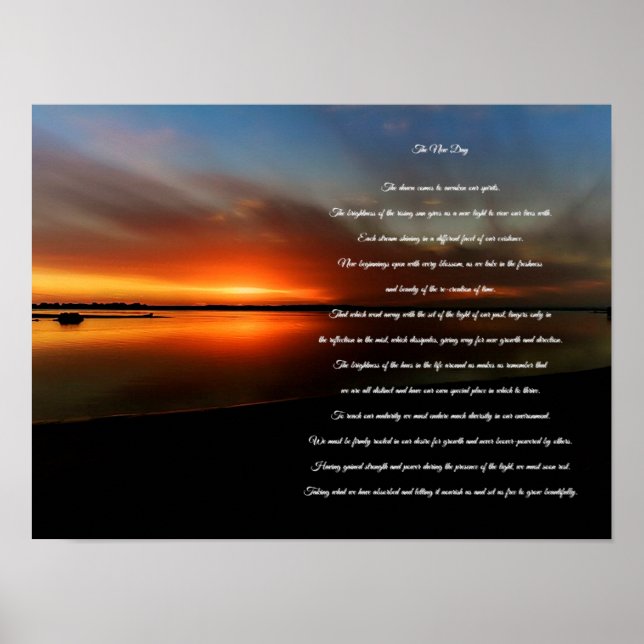 Affiche Coucher de soleil sur la plage Le nouveau jour (Devant)