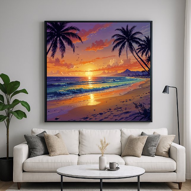 Affiche Coucher de soleil sur la plage tropicale - Art de  (Créateur téléchargé)
