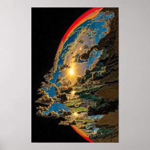 Affiche Coucher de soleil sur la planète extraterrestre C