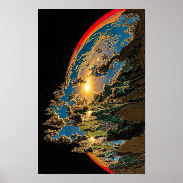 Affiche Coucher de soleil sur la planète extraterrestre C (Devant)