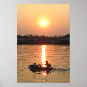 Affiche Coucher de soleil sur la rivière Chao Phraya... Ay
