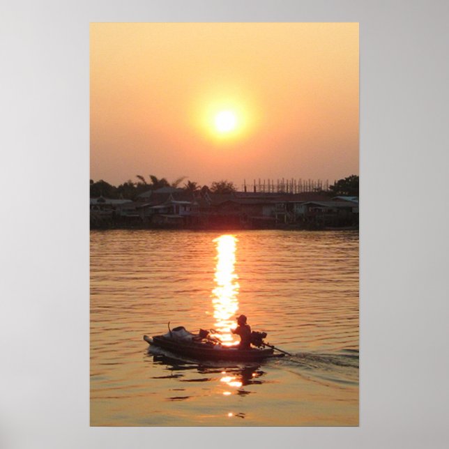 Affiche Coucher de soleil sur la rivière Chao Phraya... Ay (Devant)