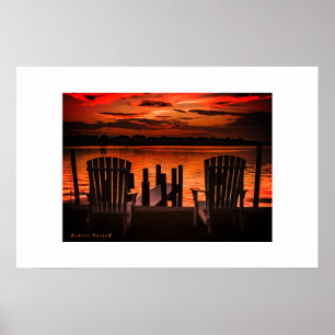 Affiche "Coucher de soleil sur la rivière" Imprimer