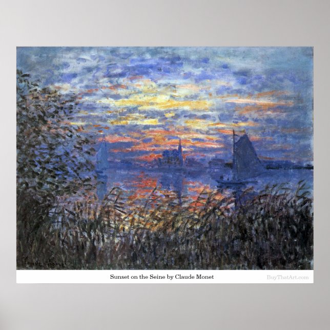 Affiche Coucher de soleil sur la Seine par Claude Monet (Devant)