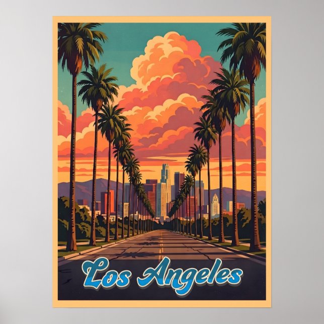 Affiche Coucher de soleil sur la skyline de Los Angeles av (Devant)