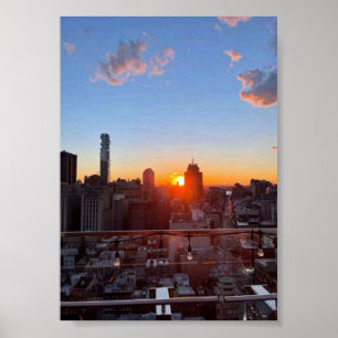 Affiche Coucher de soleil sur la skyline de New York City