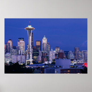 Affiche Coucher de soleil sur la skyline de Seattle