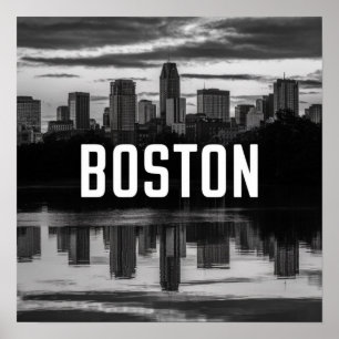 Affiche Coucher de soleil sur la ville de Boston, Boston M