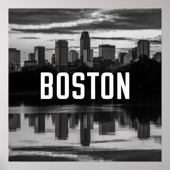 Affiche Coucher de soleil sur la ville de Boston, Boston M (Devant)