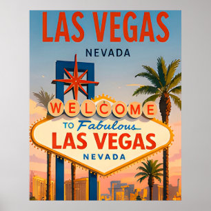 Affiche Coucher de soleil sur la ville de Las Vegas Nevada