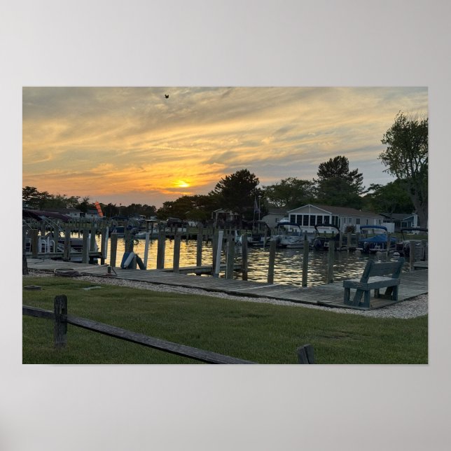 Affiche Coucher de soleil sur l'affiche de la baie (Devant)