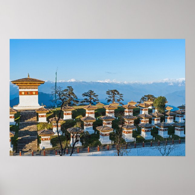 Affiche Coucher de soleil sur le col de Dochula - Bhoutan, (Devant)