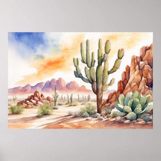 Affiche coucher de soleil sur le désert (Devant)