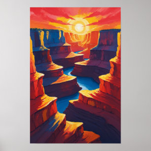 Affiche Coucher de soleil sur le Grand Canyon avec formati