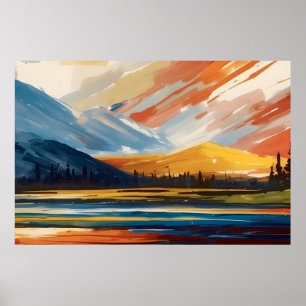Affiche Coucher de soleil sur le lac