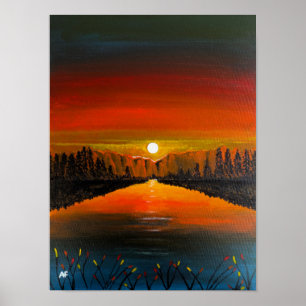 Affiche Coucher de soleil sur le lac Canyon, peinture d'Al