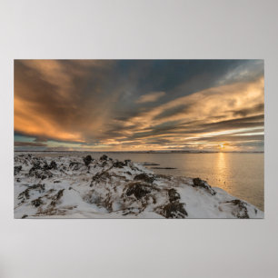 Affiche Coucher de soleil sur le lac Myvatn, Islande