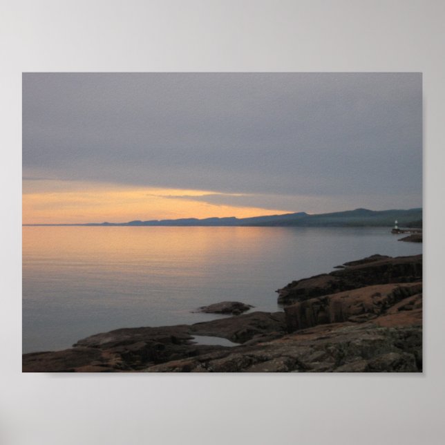 Affiche Coucher de soleil sur le lac Supérieur (Devant)