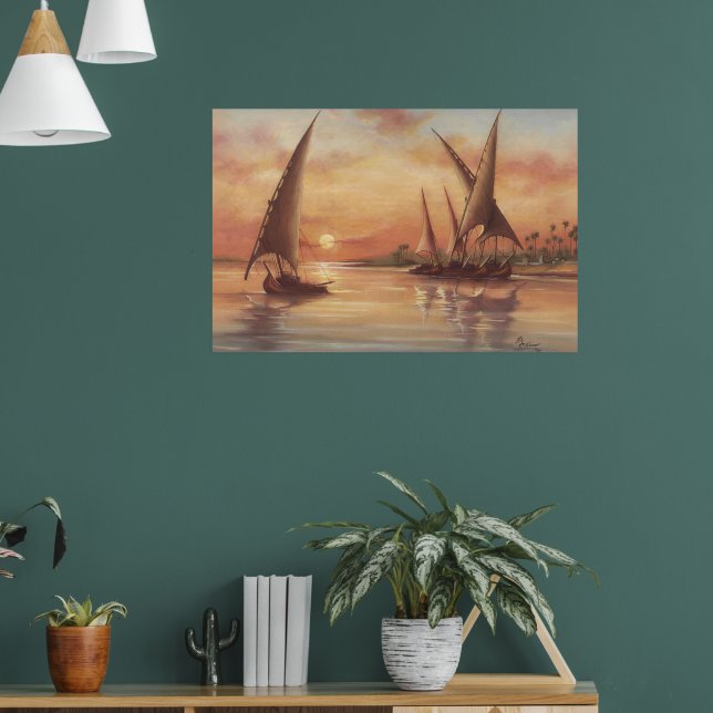 Affiche Coucher de soleil sur le Nil - Feluccas Art (Salon 1)
