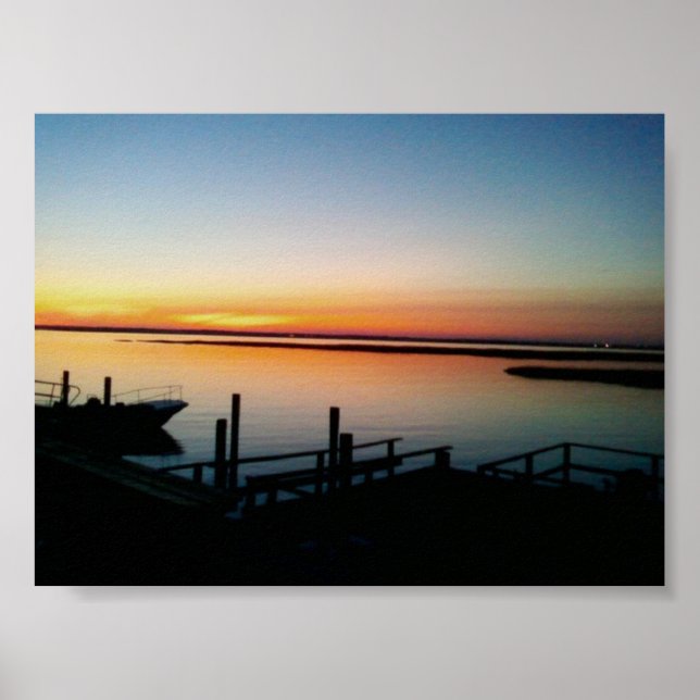 Affiche coucher de soleil sur le rivage (Devant)