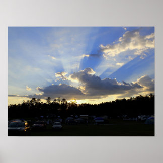 Affiche Coucher de soleil sur le village d'astronomie de D