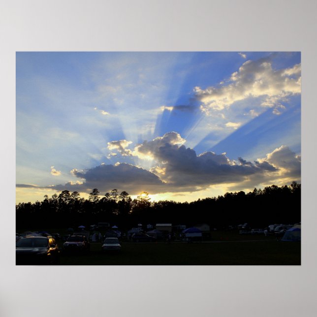 Affiche Coucher de soleil sur le village d'astronomie de D (Devant)