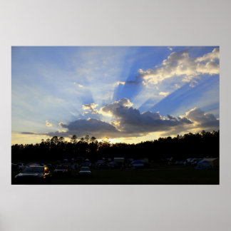 Affiche Coucher de soleil sur le village d'astronomie de D