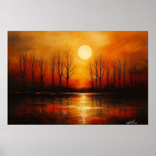Affiche Coucher de soleil sur l'eau réfléchissante