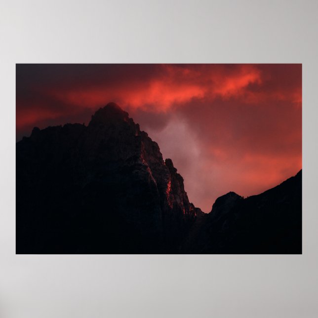 Affiche Coucher de soleil sur les montagnes (Devant)