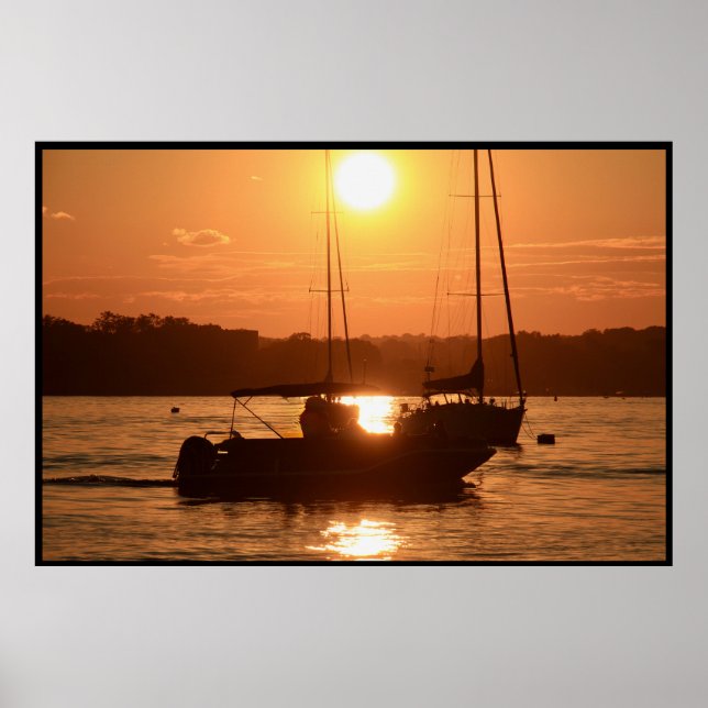 Affiche Coucher de soleil sur les voiliers (Devant)
