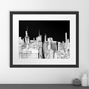 Affiche Coucher de soleil sur l'horizon de New York à l'en
