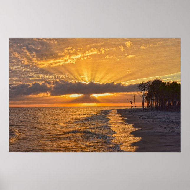 Affiche Coucher de soleil sur l'île de Dauphin, Alabama (Devant)